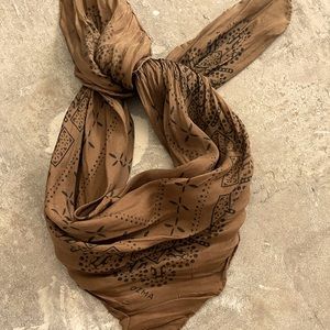 OZMA of California Silk 1930s bandana Measures 29"x29”, 100%silk, Cedar